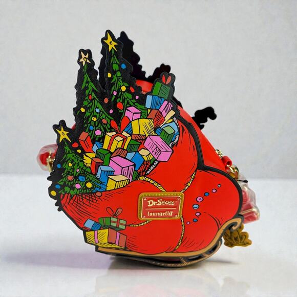 Loungefly How the Grinch Stole Christmas Max Sleigh Crossbody Bag Holiday NWOT - Picture 2 of 16